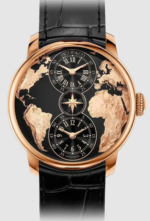 Jacob & Co THE WORLD IS YOURS DUAL TIME ZONE BLACK Replica Watch DT100.40.AA.AB.A (image for) Jacob & Co THE WORLD IS YOURS DUAL TIME ZONE BLACK Replica Watch DT100.40.AA.AB.A